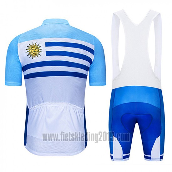 2019 Fietskleding Uruguay Blauw Wit Korte Mouwen en Koersbroek